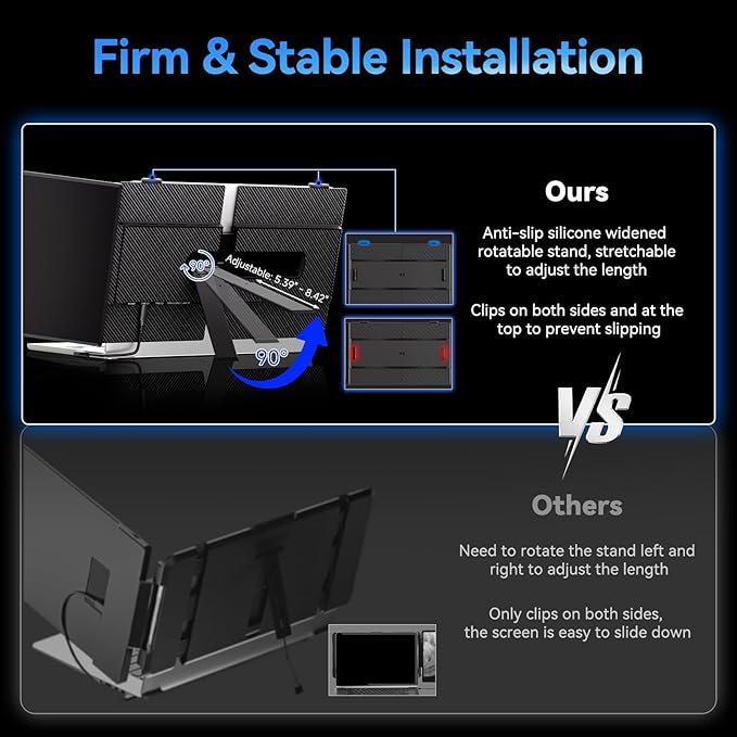 Laptop Screen Extender Monitor, 16:10 IPS 100% sRGB Portable Travel Monitor for Laptop, FHD 1200P External Display Screen, Dual Screen Attachment Plug & Play for Mac Windows