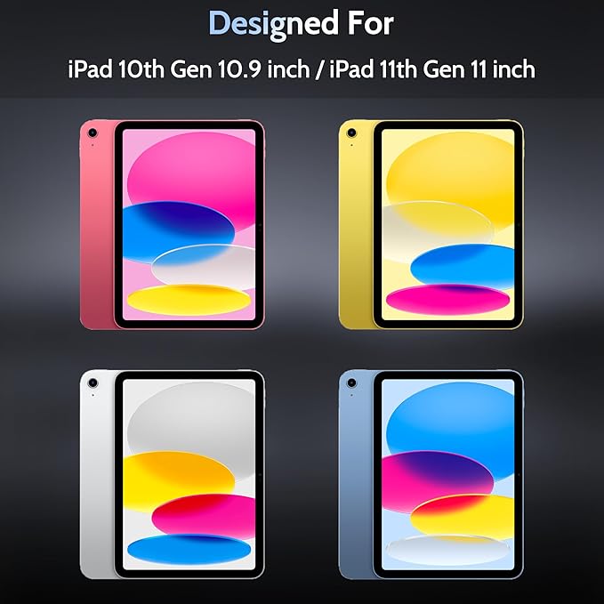 4 Way Magnetic Privacy Screen Protector for iPad 10th Gen 2022 10.9" & iPad 11th Gen A16 2025 11", Removable 360 Spy Private Filter, Anti Blue Light Glare Bubble-Free Black Security Protector