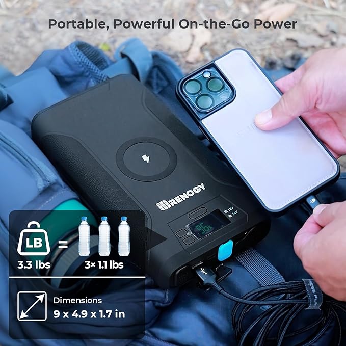 Renogy 76800mAh 276.48Wh 12V Power Bank Brick, Portable Power with 100W PD, CPAP Battery for Camping, High Capacity Camping Power Bank, USB-C DC Wireless Charging, CPAP Battery Backup Power Supply