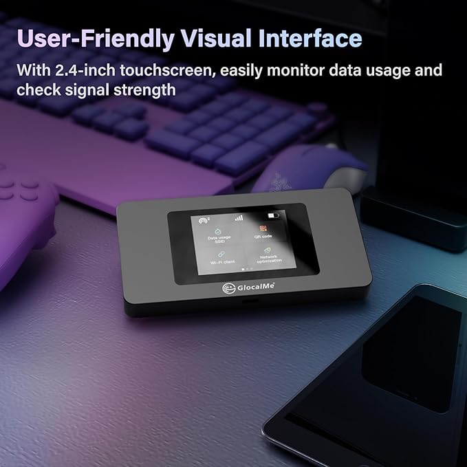 GlocalMe DuoTurbo 4G LTE Portable WiFi Hotspot for Travel in 200+ Countries, Mobile Hotspot Device with Global 1.1GB Data 30Days, SIMFREE and Dual Modem, 10 Devices Connected(Black)