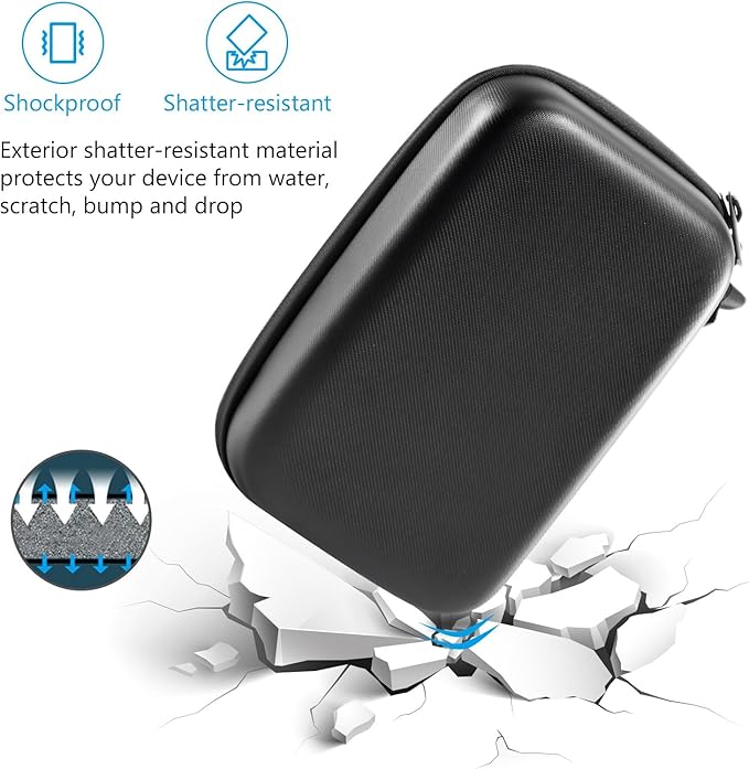 ProCase Hard Travel Electronic Organizer Case for MacBook Power Adapter Chargers Cables Power Bank Apple Magic Mouse Apple Pencil USB Flash Disk SD Card Small Portable Accessories Bag