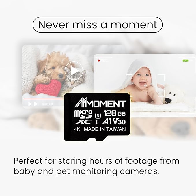 MMOMENT 128GB Micro SDXC Card, MM13 Jolly, A1, UHS-I, U3, V30, Class 10 Compatible, Read Speed Up to 100 MB/s,Write Speed Up to 40 MB/s, SD Adapter Included
