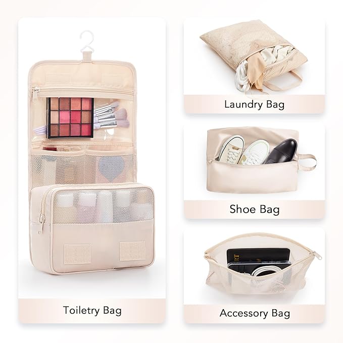 8 Set Compression Packing Cubes for Travel Essentials,Compressible Expandable Packing Cubes for Suitcase,OlarHike Luggage Organizer Bags for Travel,Handy Helper for Organizing Clothes(Beige)