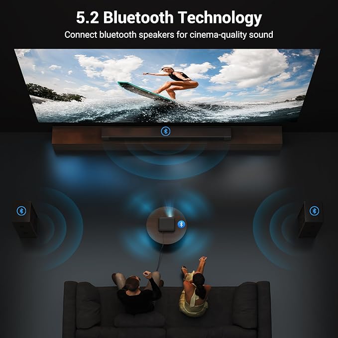 Official Licensed Netflix 1500 ANSI Smart Projector, HAPPRUN 4K Projector with Wifi and Bluetooth, DoIby Audio,Native1080P,Built-in Apps, ,Electric Focus,Movie Projector for Home Cinema,Outdoor,Indoor