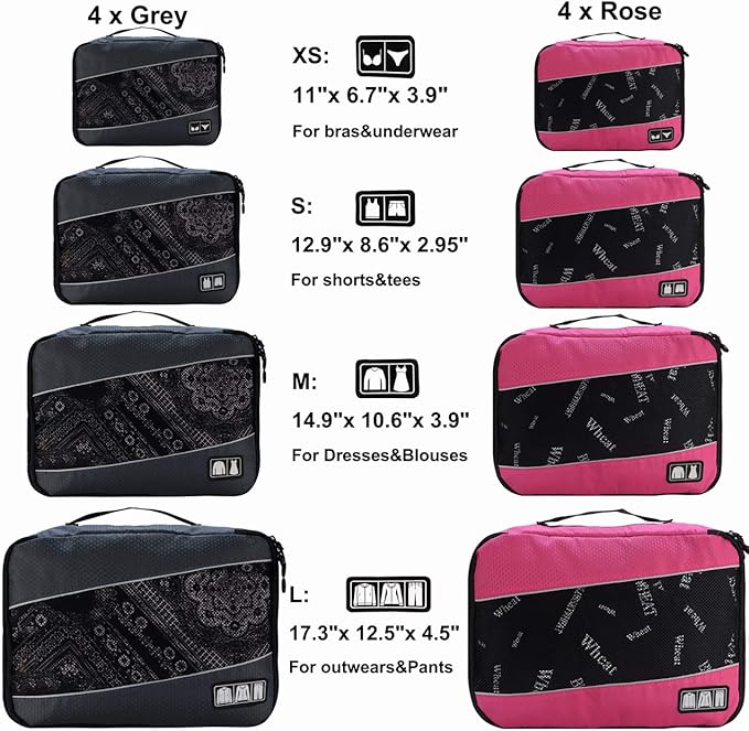 Packing Cubes Luggage Bags Organizer Durable Travel Accessories With Clothing Label