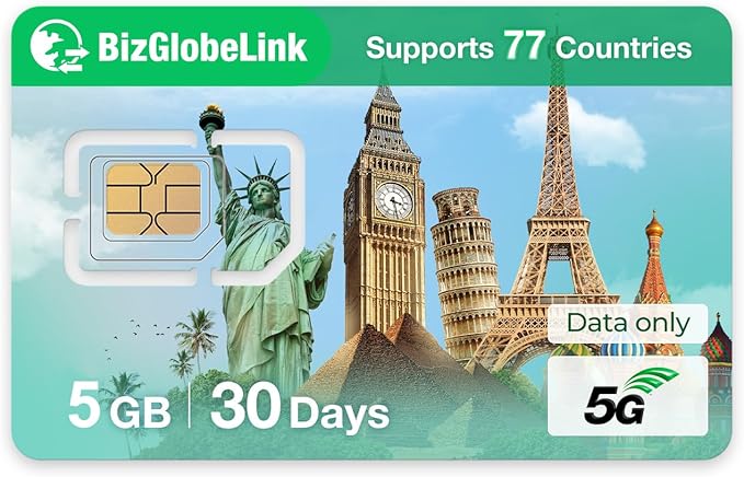 International Data Only SIM Card - Seamless 5G/4G LTE Connectivity in USA and 77-Countries - No Contract-No Phone Number, 3 in 1 SIM
