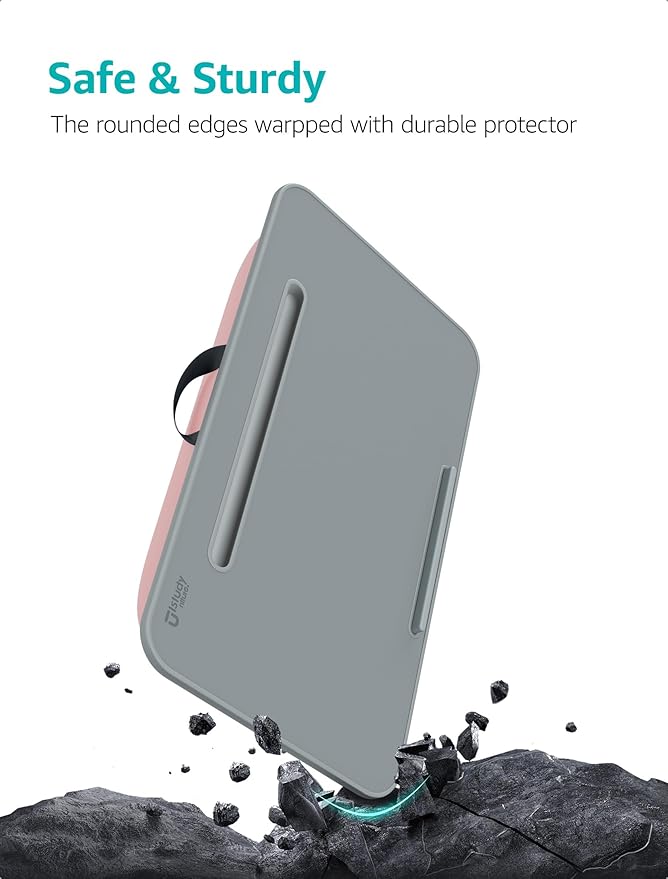 Istudyniture Lap Desk | Portable Laptop Desk & Stand – Fits Up to 17 inch – Washable Cushion, Built-in Phone Holder – for Bed, Couch, Sofa, Floor – Writing, Reading, Home Office – Large, Pink