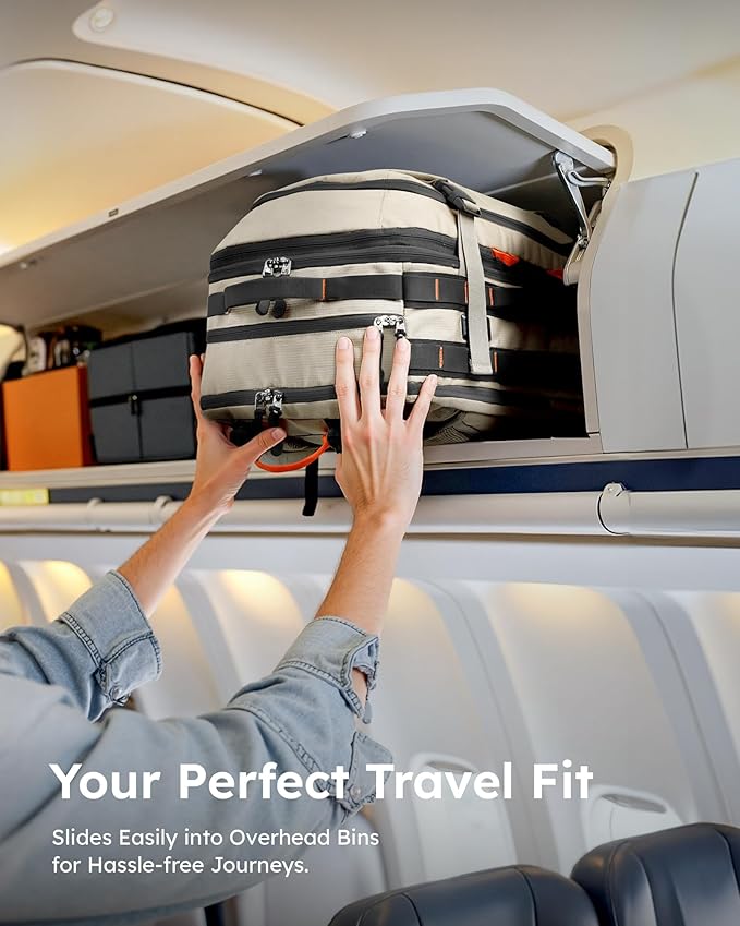 Tolaccea Carry on Travel Backpack, TSA Friendly Flight Approved Laptop Backpack Duffle Bag for Men Women with Dual Laptop Storage for 17.3", USB Charging Port, Business Rucksack 40L-50L Expandable