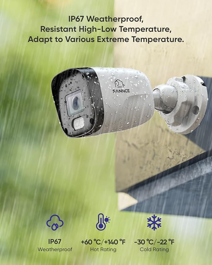 SANNCE 2K 3MP PoE Security Camera System, 8CH 6MP Surveillance NVR with 4PCS 3MP HD Weatherproof Cameras with H.265 Video Compression, Smart IR LED, APP Push Alert, Remote Access (Without HDD)