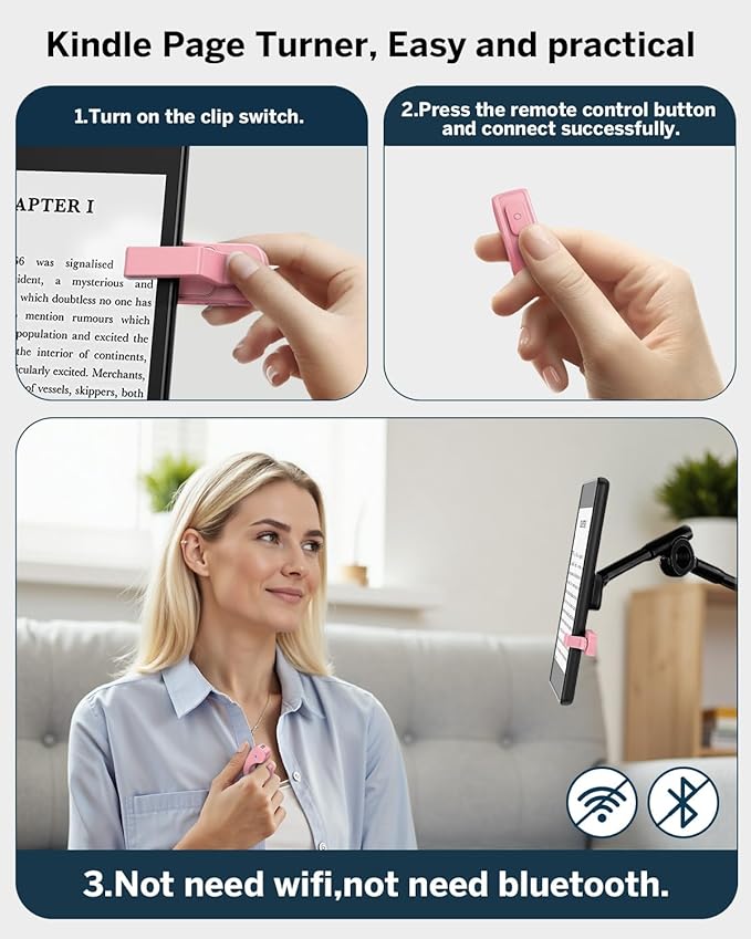 [Case-Friendly] Remote Control Page Turner Ring for Kindle Paperwhite Oasis Scribe Kobo eReaders, Camera Camcorder Remote Controls, Page Turner Clicker for iPhone ipad Tablets with Storage Bag