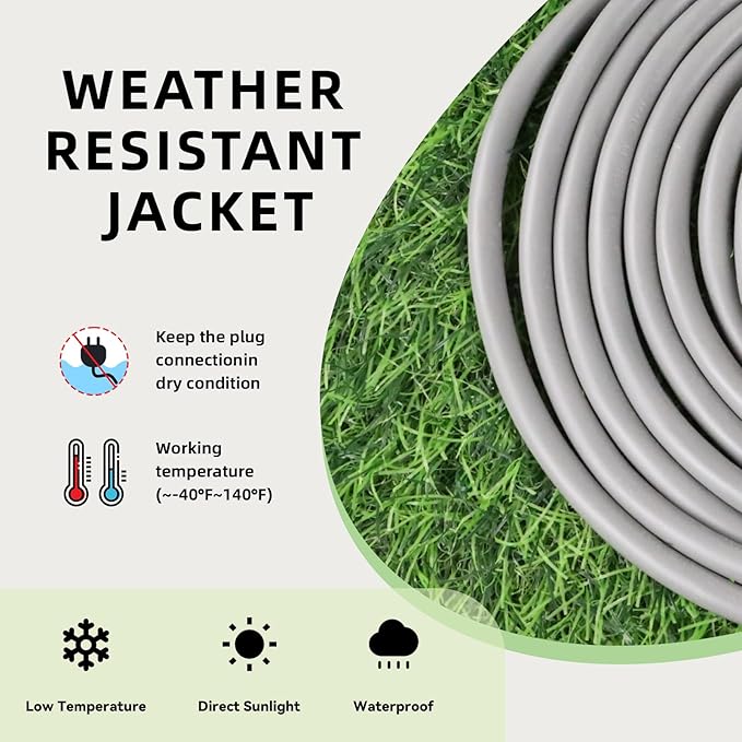 EP 50 Ft Outdoor Extension Cord, 12/3 SJTW Heavy Duty Extension Cable with 3 Prong Grounded Plug, 15 AMP Power Cord for Lawn, Garden, Appliances, Gray