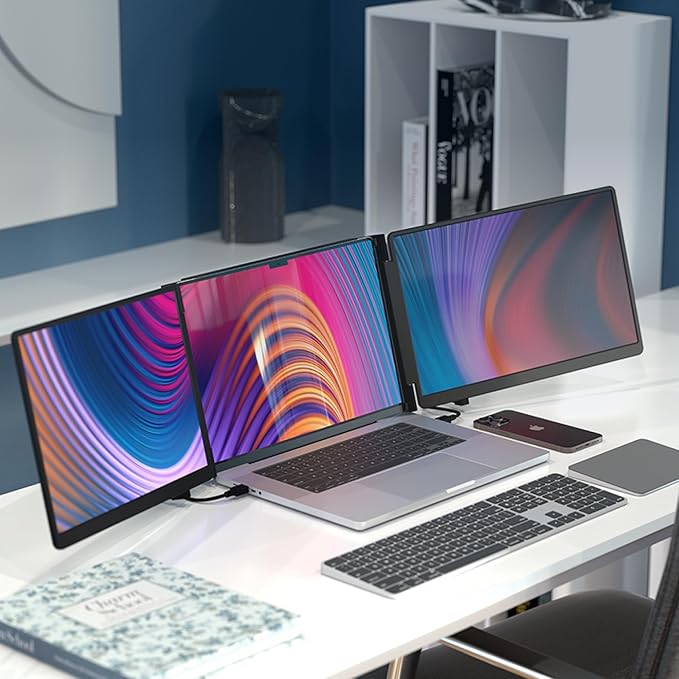 16" Pro Triple Laptop Screen Extender, Dual 16" 2k Portable Monitors, 144Hz, 100% DCI-P3, Compatible with 16" MacBook Pro M1, M2, M3, M4 & Windows Laptops, for Gaming, Creators, & Professional