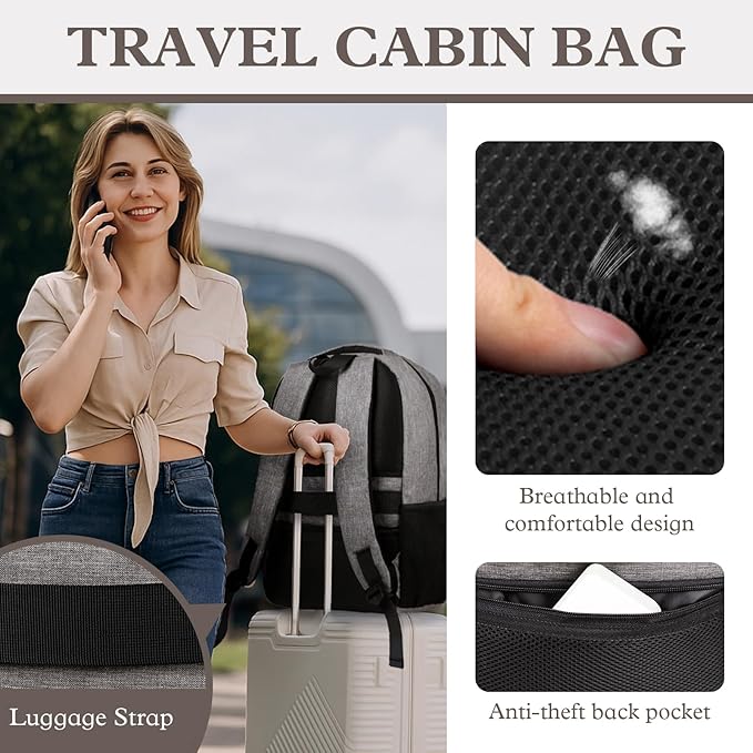 Business Laptop Backpack, 15.6 Inch Travel Laptop Bag, Water Resistant Durble Slim Casual College School Travel Computer Nurse Work Bag Gift for Men & Women, Grey