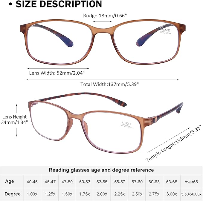 AQWANO Computer Reading Glasses 2.25 Blue Light Block - Comfortable Lightweight TR90 Flexible Frame UV Protection Anti Glare Eye Strain Readers, No Rubber Arms