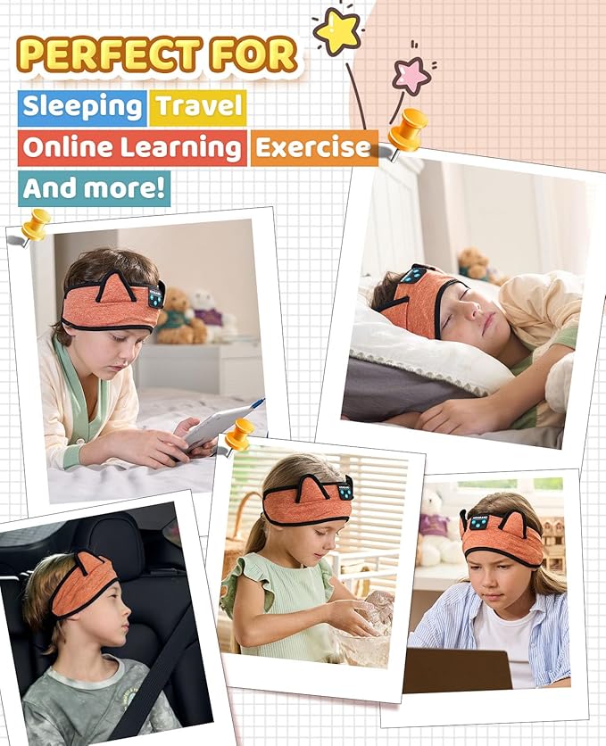 Baby Headphones, Kids Headphones Bluetooth Headband Adjustable, Wireless Headband for Kids with Wired Playback 3.5 MM Jack for Teens/Boys/Girls/Smartphones/School/Airplane Travel/Tablet