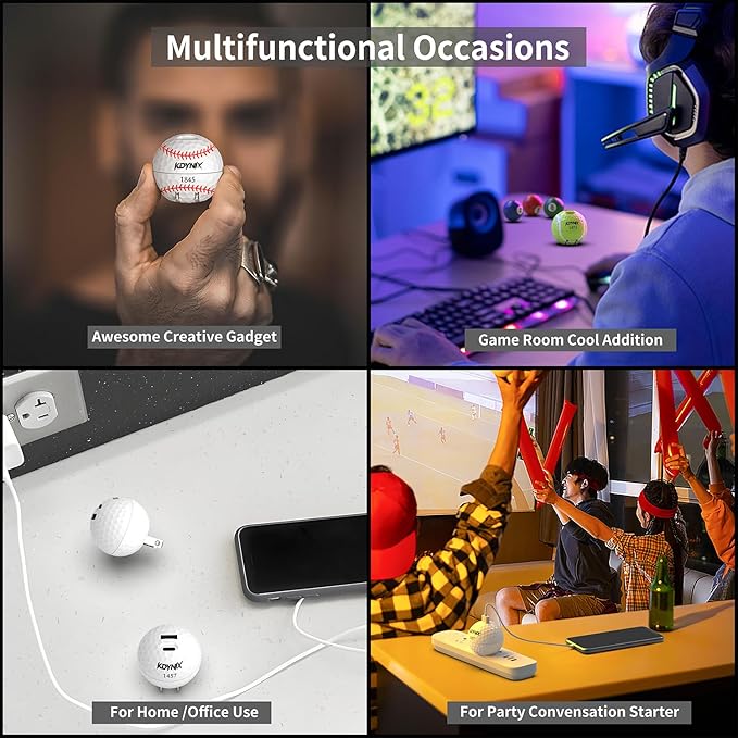 20W Dual Port Creative Golf Ball Charger Block， GaN III Power Adapter Fast Wall Charger with UL Certified, Fast Charging for iPhone 16/16 Pro/16 Pro Max/16 Plus/15/14/13/12, Galaxy, iPad, Airpods