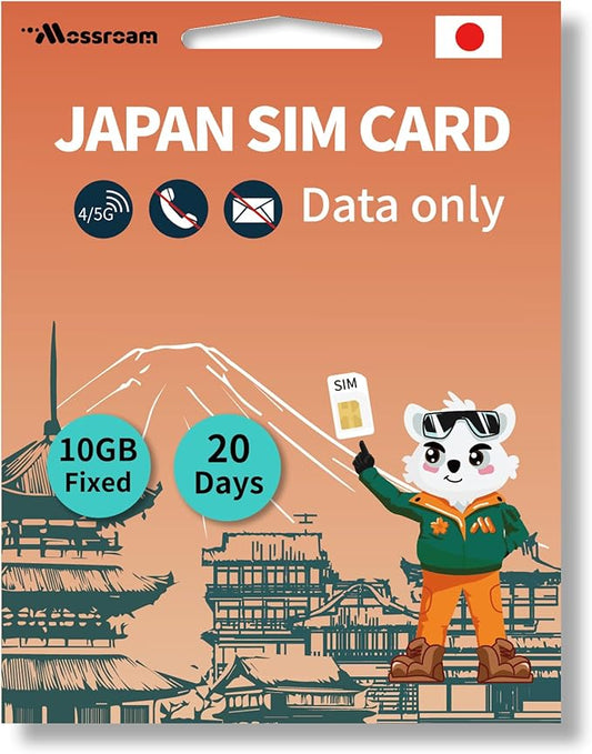 Japan SIM Card – Prepaid Data Plans |10GB Total,20 Days | High-Speed 4/5G LTE | No Daily Restrictions | Perfect for Tourists & Business Travelers