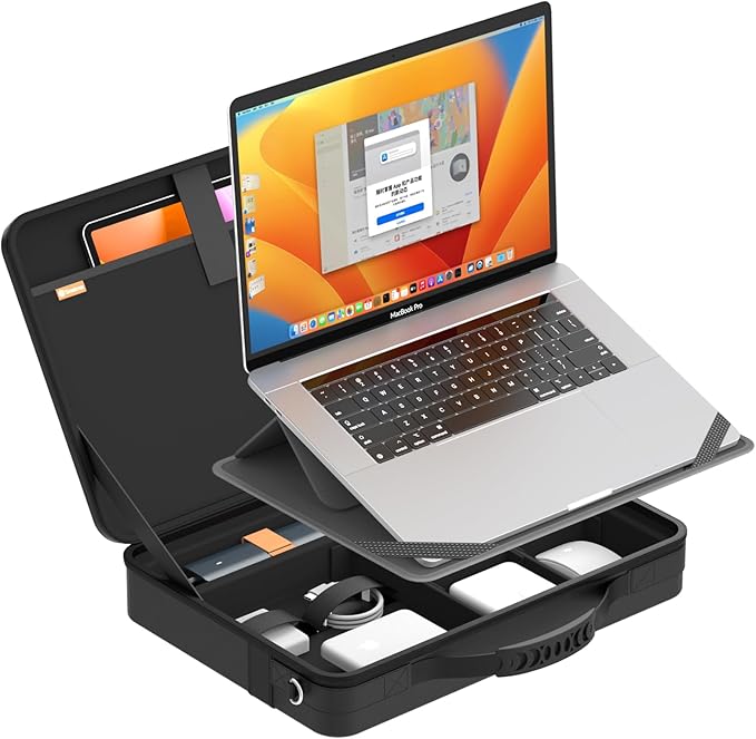 Smatree MobileBase Laptop Shoulder Sleeve for 15.3 inch Macbook Air M4 2025/M3 2024/M2 A3114, for 16 inch Macbook Pro M4 2024/M3/M2 2023 A2991 A2780 A2485, Hard Laptop Carrying Case with Stand (A485S)