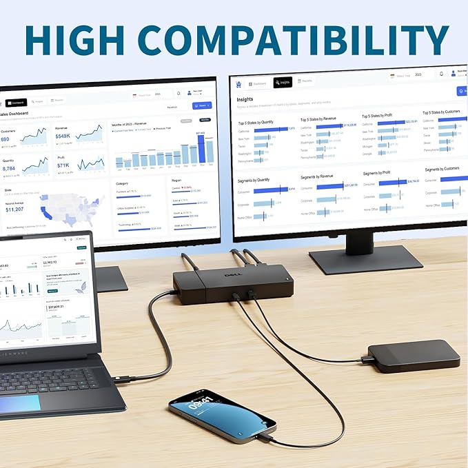 Dell WD19S 180W Docking Station, HDMI/Dual DisplayPort, Dell Docking Station with 130W Power Delivery, Dual Monitor Support,Bundle with 180W Adapter, HDMI/DP Cables (Renewed)