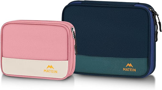 MATEIN Travel Cable Organizer Pouch, Scratch Resistant Portable Charger Case for Electronic Accessories, Travel Tech Bag for Cable, Guitar Picks, Cord Organizer Bag for Work & Office, 2 Pack