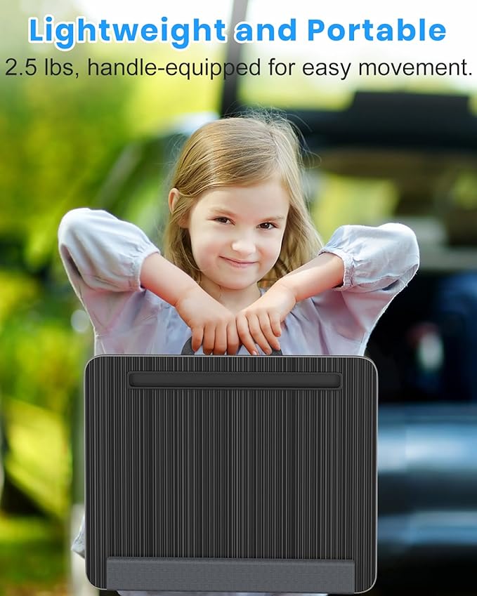 Portable Lap Desk, Laptop Stand for Bed with Soft Wrist Rest, Tablet/Phone Slot, Fabric Handle, Laptop Bed Desk with Cushion (Black)