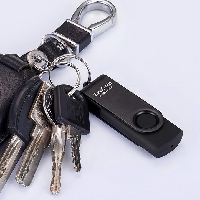 64GB USB Flash Drives, USB Stick, Thumb Drive Rotated Design, Memory Stick with LED Light for External Storage and Backup Data, Jump Drive, Black