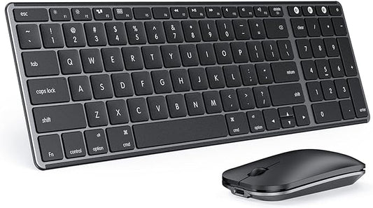 seenda Bluetooth Keyboard and Mouse for Mac, SKM64-2 Multi-Device Rechargeable Slim Wireless Keyboard Mouse Stainless Steel Full Size, Compatible with MacBook Pro/Air, iPad, Mac - Space Gray