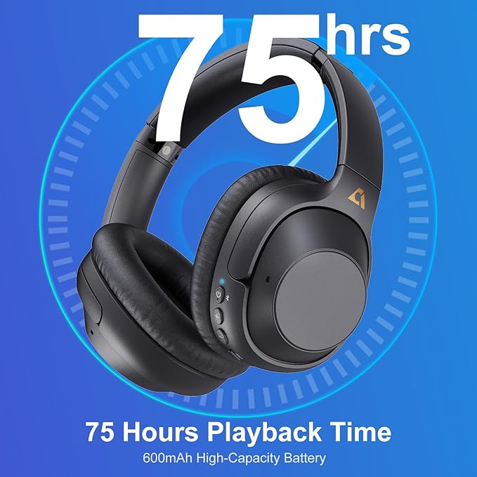 YMOO Bluetooth 5.2 Hybrid Active Noise Cancelling Headphones for Airplane Travel, Wired and Wireless ANC Headphones, 75H Playtime Over Ear Headphone, Bluetooth Headset with Mic for Adults