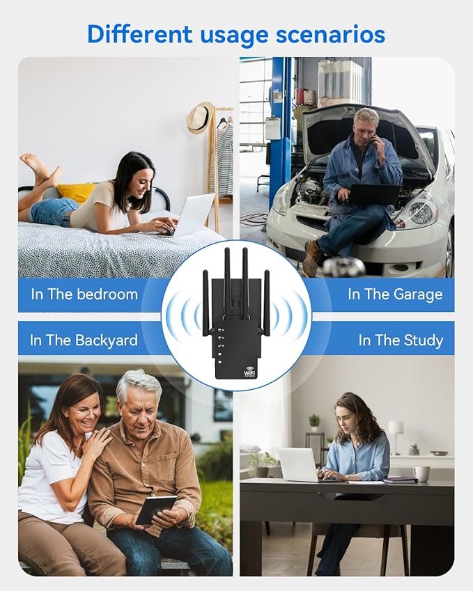 Dual Band 5GHz/2.4GHz WiFi Extender, WiFi Booster, WiFi Extender Signal Booster, Covers 12880 Sq.ft, Supports 105 Devices, Wireless Signal Booster for Home