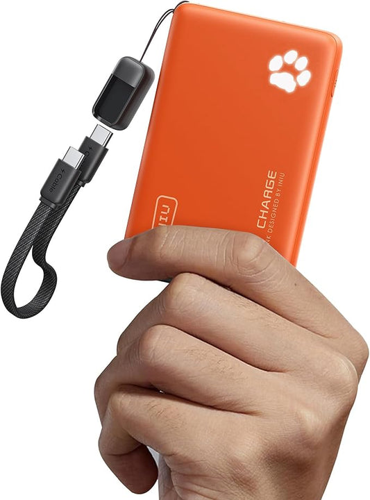 INIU Portable Charger, Ultra Slim 10000mAh 45W PD Power Bank, Fast Charging Mini Battery Pack, Travel Trip Ship Essential Accessories for College Students Travelers Teen Boys Girls, Orange