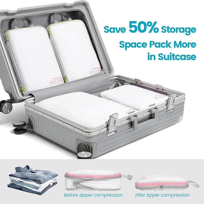 Cambond Compression Packing Cubes for Travel Women - Travel Bags Luggage Organizers Travel Essentials Compression Cubes for Travel Carry on Suitcases Organizer