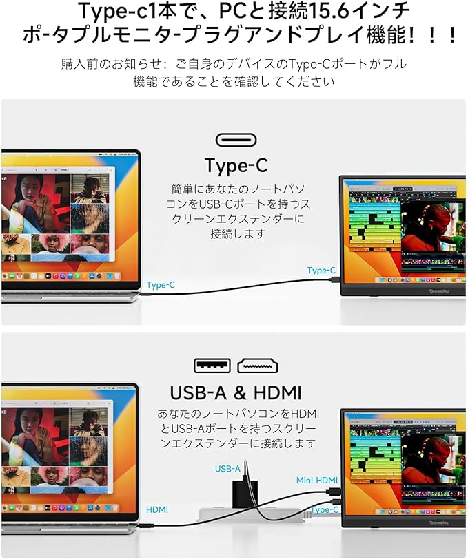 Portable Monitor, 15.6" FHD 1080P Travel Portable Monitor for Laptop, Ultra-Slim External Screen with Kickstand, Screen Extender for Laptop PC Mac Phone PS4/5 Xbox Switch