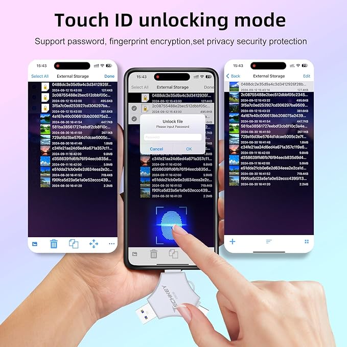 MFi Certified USB 3.0 Flash Drive 256GB for iPhone, 3in1 External Memory Photo Keeper Storage Stick for Picture/Video/Data Saver/Backup, High Speed Thumb/Jump/Hard Drives for iPhone/iPad/Android/PC