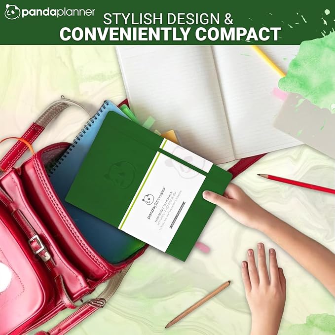 Panda Planner Pro A4 Daily Planner 2026 – 6 Month Undated Daily Productivity Planner with Large 8.5x11 Layouts, Weekly & Monthly Calendar Planner, Goal Tracker, Habit Tracker & Time Management Organizer – Dark Green