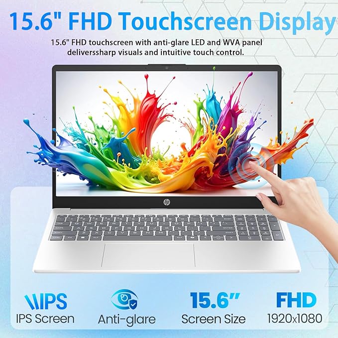 HP Flagship 15.6" Touchscreen Business Laptop, AMD Ryzen 7 7730U, FHD Anti-glare Display, AMD Radeon GPU, AI Noise Reduction, Lightweight, Copilot, Wi-Fi 6, Win 11 Pro, 64GB RAM + 2TB SSD, Accessories