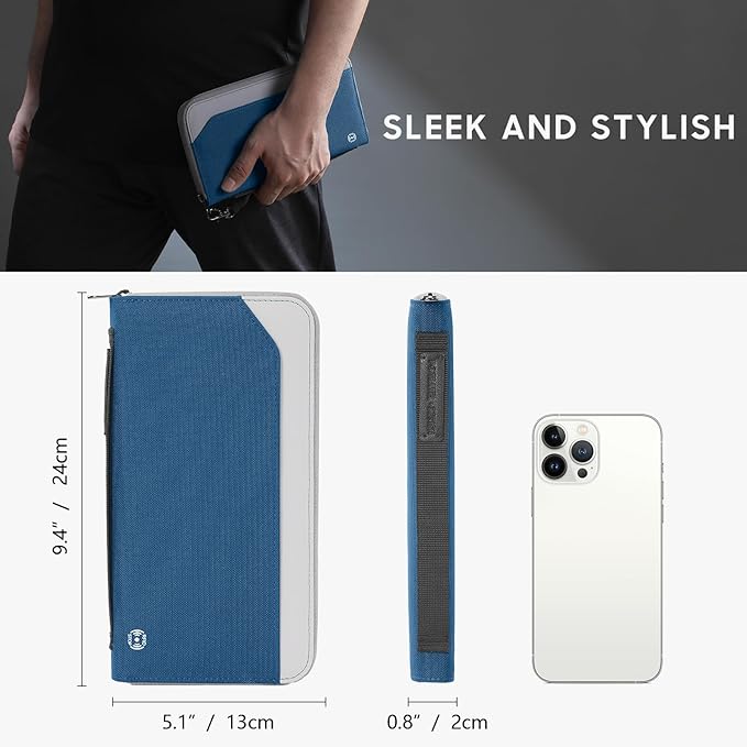 Travel Passport Holder for Family - RFID Large Travel Passport Wallet with Airtag & Card Holder Women Men, Lightweight Passport Cover Case Travel Document Organizer with Zipper Pocket,Navy Blue