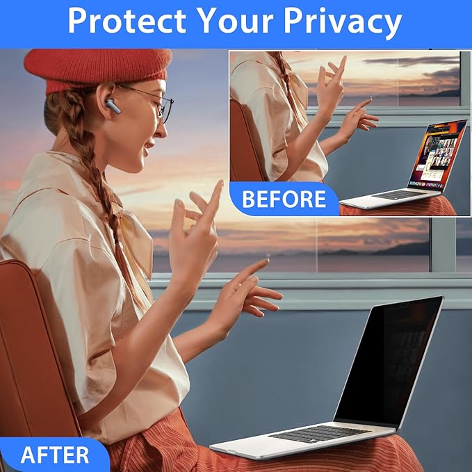 ZOEGAA MacBook Air 13.6 inch Privacy Screen, Removable Privacy Screen MacBook Air 13.6 & 13 inch 2022-2025 (M2, M3, M4, Pro, Max, Chip), Reusable Laptop Privacy Screen Anti-Glare Blue Ray Reduction