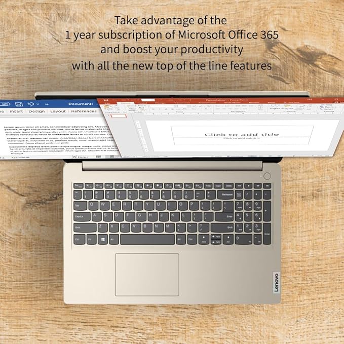 Lenovo 15.6" HD IdeaPad Anti-glare Coating + 1 Year Microsoft 365, 12GB RAM, 384GB SSD, Windows 11 Home, WiFi 6, HDMI, USB-C, Intel Processor, SD Card Reader, Up to 9.5 Hours Battery Life, w/WOWPC USB