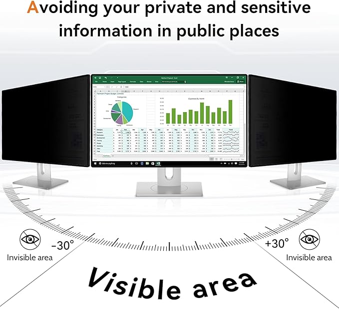 Mamol 34 Inch Curved Computer Privacy Screen Filter for 21:9 Aspect Ratio Widescreen Monitor - Anti Glare Blue Light Filter, Removable Computer Monitor Privacy Shield, Anti-Scratch Screen Protector