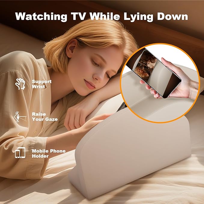 Pillow Phone Holder, Reduce Wrist Pressure, Pillow Stand Compatible with 12.2” Kindle, Phone, iPad, can Hold 2 Phones, Multi-Angle Tablet Pillow Stand with Removable case, Washable