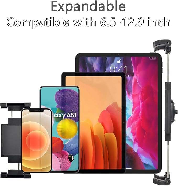 Heavy-Duty Tablet Mount, Aluminum Arm, Screw-Locked Holder, Industrial AMPS Base – Fits RAM B Size – Truck, Car, RV Dash, Desk, Wall Mount – 7–12.9" iPad Pro, Air, Mini, Galaxy Tab Holder