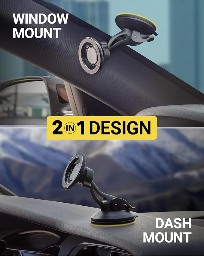 Scosche MagicMount™ SMSWD Magnetic Phone Holder for Car Dashboard/Windshield, MagSafe Stand, Suction Cup Phone Mount Compatible with iPhone 16 15 14 13 12 Series, Mag Safe Case & All Cell Phone