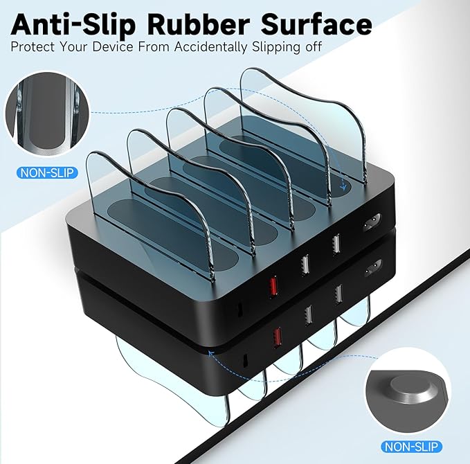 USB Charging Station - Charging Dock - 4-Port - Fast Charging Station for Multiple Devices - Docking Station - Smart Charging Station Dock - Multi Charging Station for Cell Phones Tablets