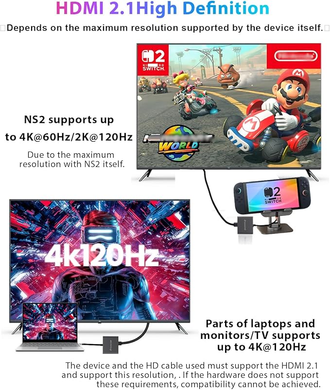 Switch 2 Dock for Switch 2 Docking Station Switch 2 Portable TV Dock USB c to hdmi Compatible with Switch1/ Switch 2, USB C Hub Compatible with MacBook,Laptops (Switch 2 Dock+ Stand)