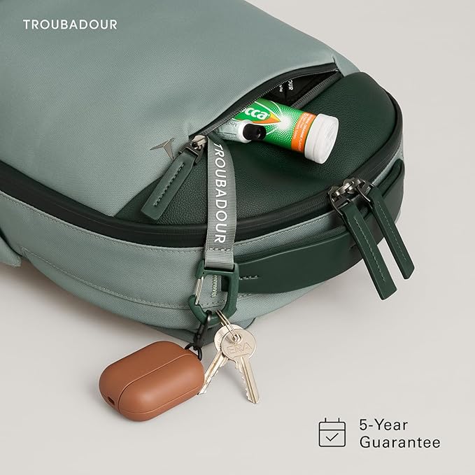 Troubadour Apex 4.0 Compact - 16L Premium Laptop Backpack - Ergonomic & Water Resistant - Designed for Work and Travel - Green Smoke