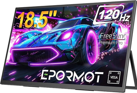 Portable Monitor 18.5 inch 120hz for Laptop, FHD 1080P Portable Gaming Monitor w/VESA Kickstand HDR Speakers USB C Mini HDMI for Phones PC Gaming Devices, Travel Second Screen for Business