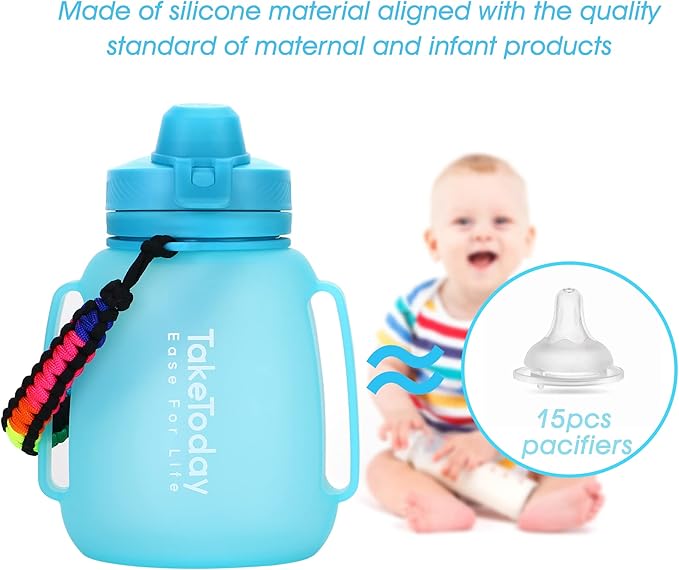 TakeToday Collapsible Water Bottles 40 OZ Gallon Motivational Water Jug with Straw 1.2L Silicone Sports Water Bottle with Time Marker, Leakproof Large Water Bottle for Yoga Camping Outdoors