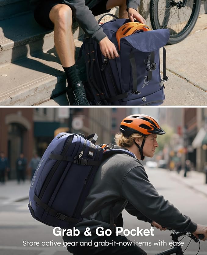 Tolaccea Travel Laptop Backpack, TSA Friendly Flight Approved Carry-on Business Rucksack Work Backpack with Extra Toiletry Bag, Dual Storage for 17.3" Laptop and 12.9" Tablet, 40-45L Expandable