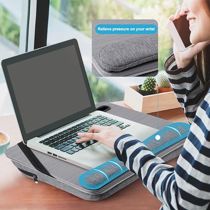 Cloudtrip Portable Lap Desk with Cushion and Storage Bag - 15.6 in Laptop Storage Home Office Workstation for Couch or Bed, Computer Laptop Stand
