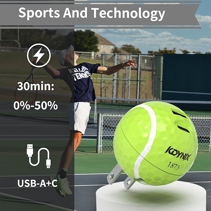 20W Dual Port Creative Golf Ball Charger Block， GaN III Power Adapter Fast Wall Charger with UL Certified, Fast Charging for iPhone 16/16 Pro/16 Pro Max/16 Plus/15/14/13/12, Galaxy, iPad, Airpods